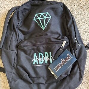 ADPI Black Backpack with Teal Diamond Design